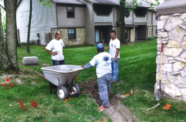 Drainage pipe installation yard grading solution