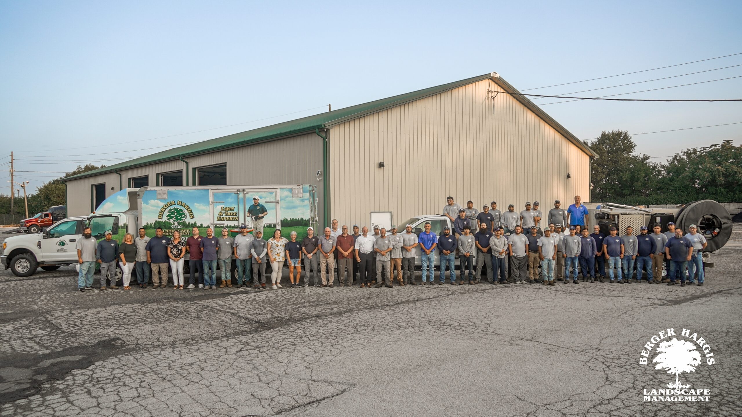 Berger Hargis full company team photo outside headquarters